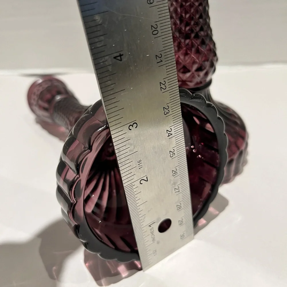 Vintage Purple / Cranberry Pressed Glass Candlesticks – Pair